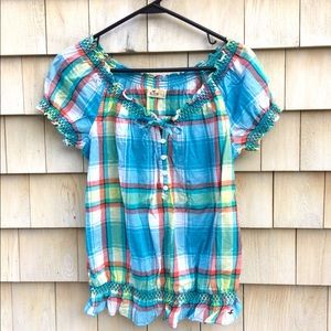 NWT Hollister plaid peasant shirt, size L